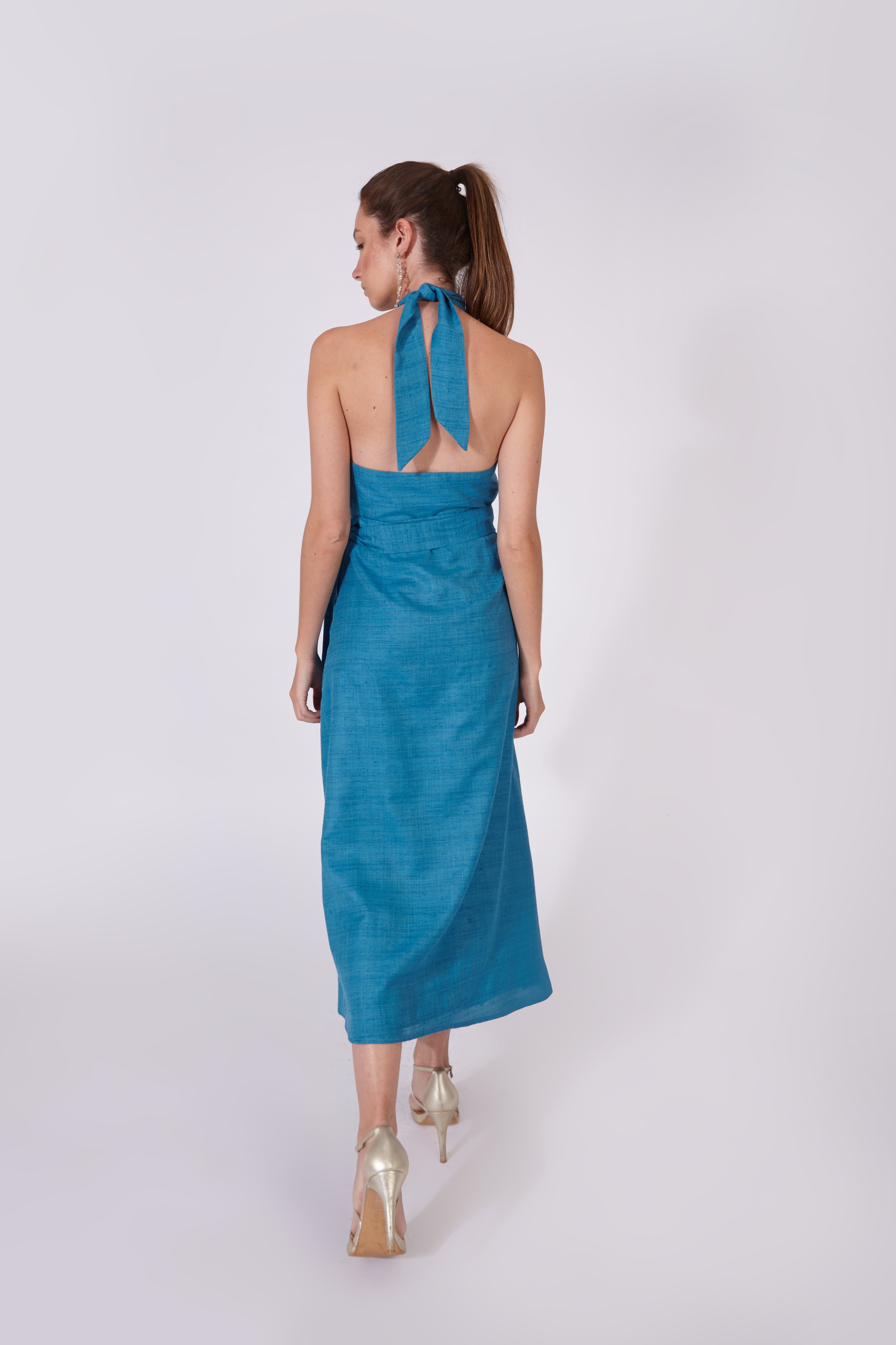 Vestido Khadi Azul 100% Algodón