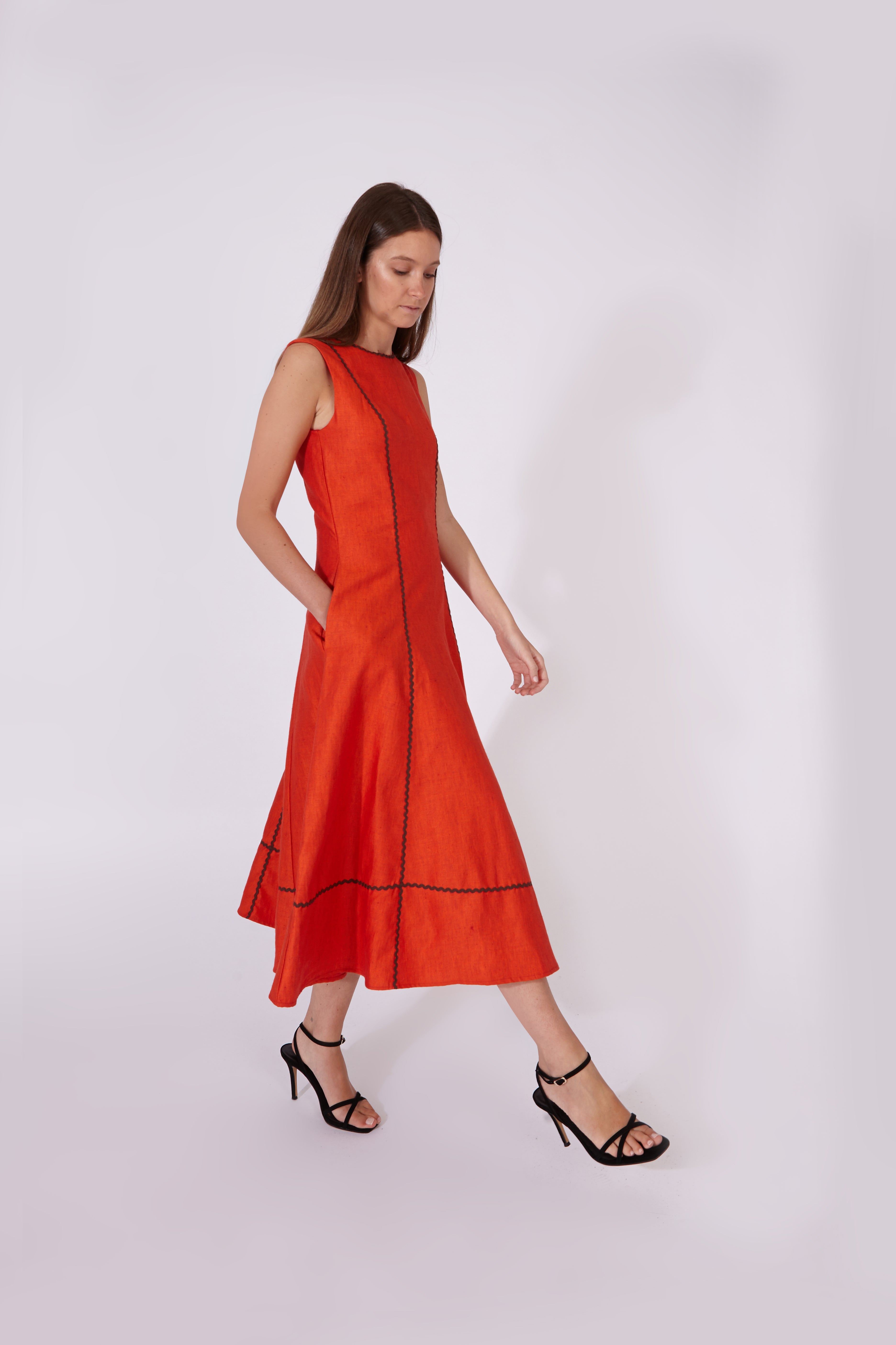 Vestido Kasauli Naranja 100% Lino