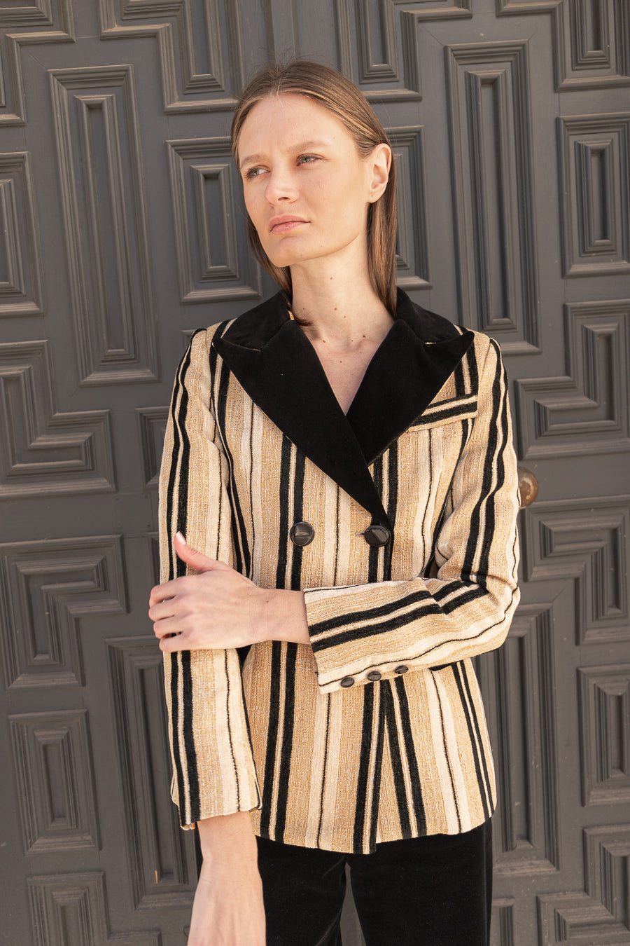 Chaqueta Sera Rayas Beige