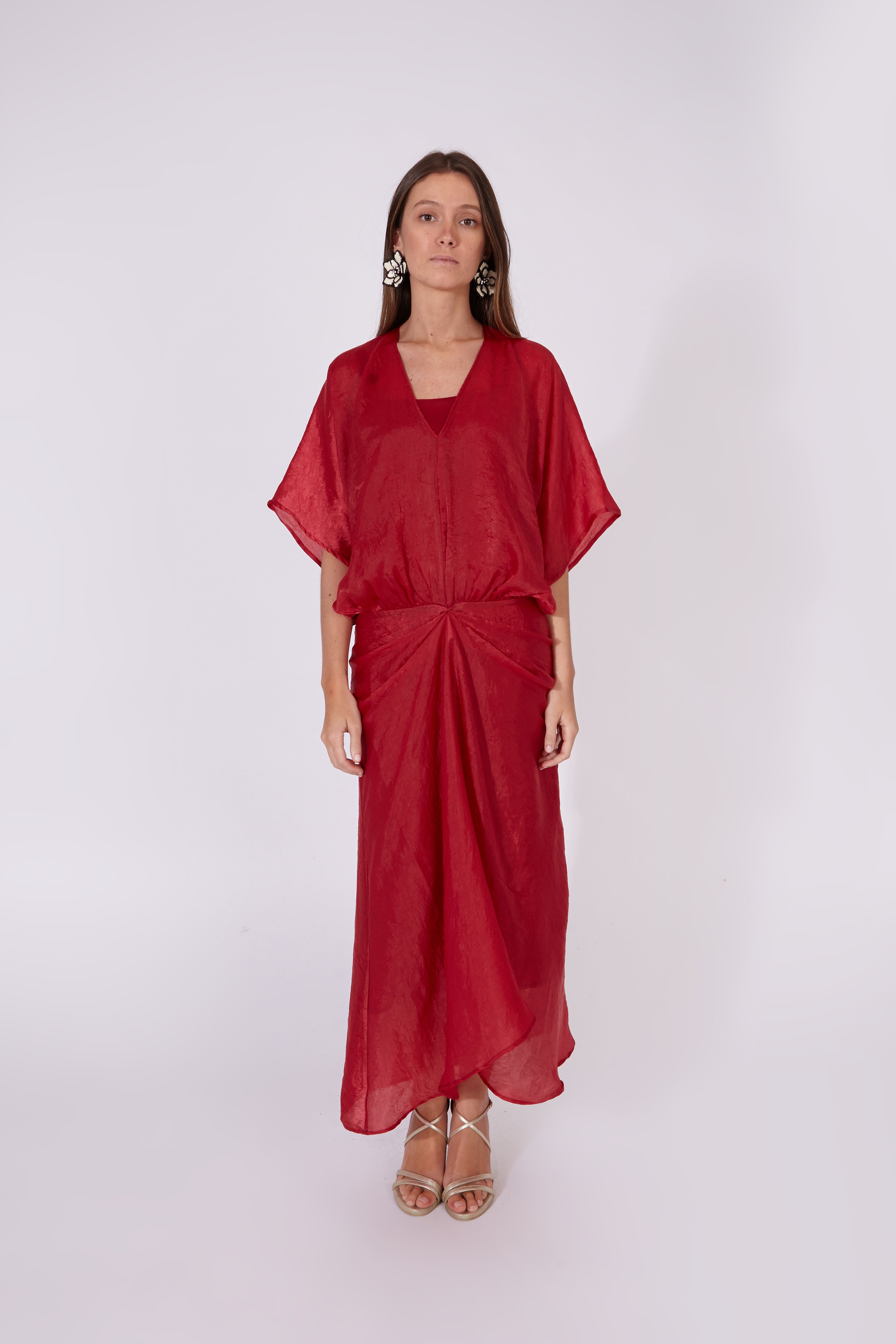 Vestido Varkala Rojo Seda