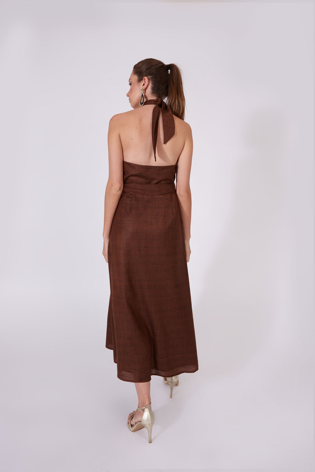 Vestido Khadi Marrón Chocolate 100% Algodón