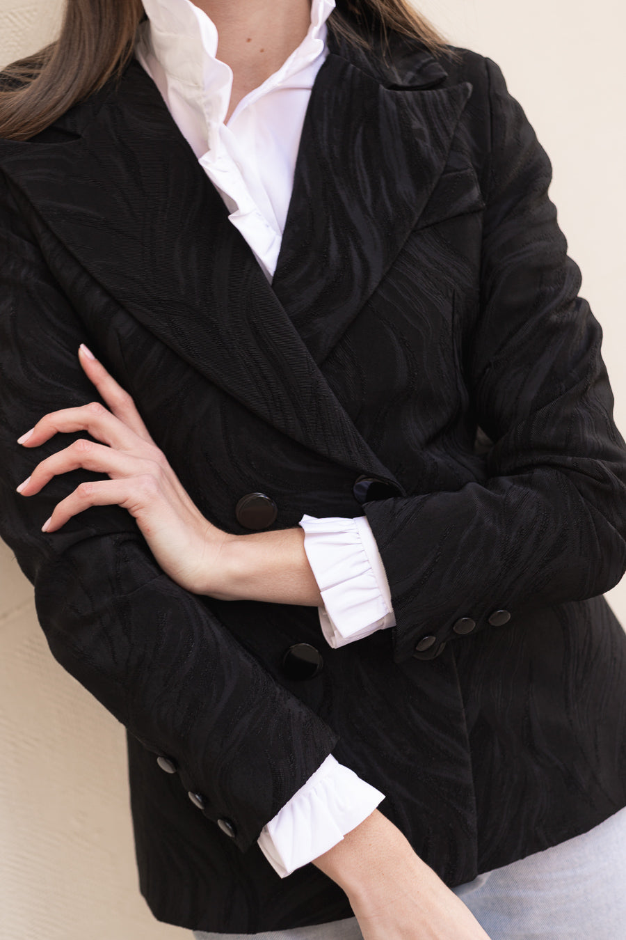 Chaqueta Sera Jacquard Negra