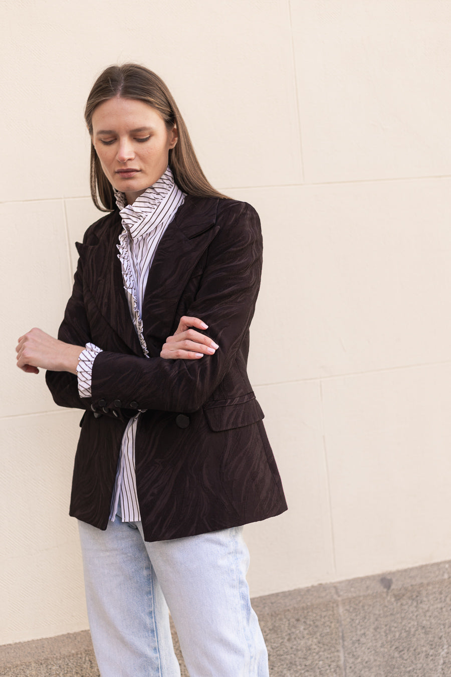 Chaqueta Sera Jacquard Marrón