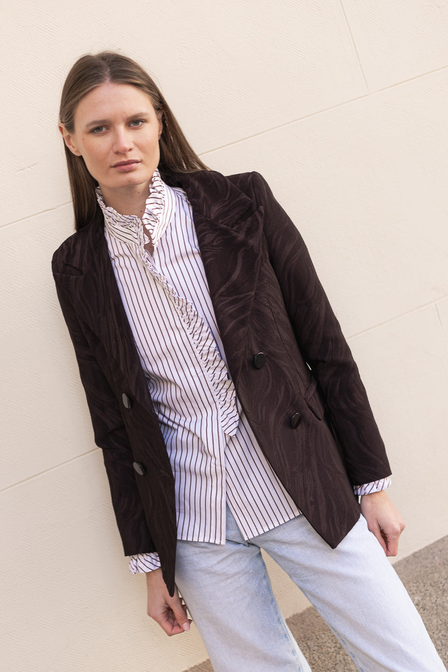 Chaqueta Sera Jacquard Marrón