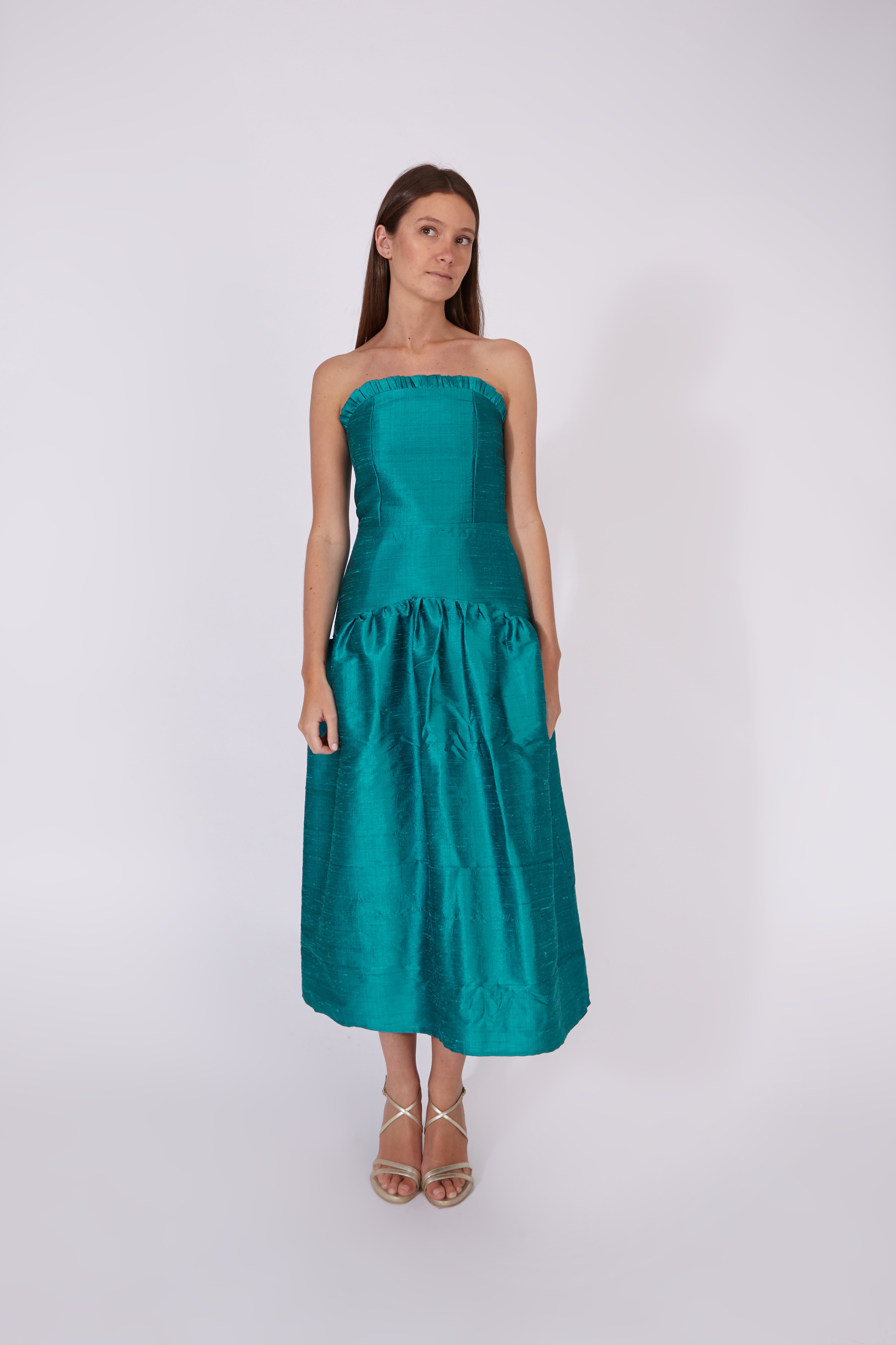 Vestido Savage Azul 100% Seda