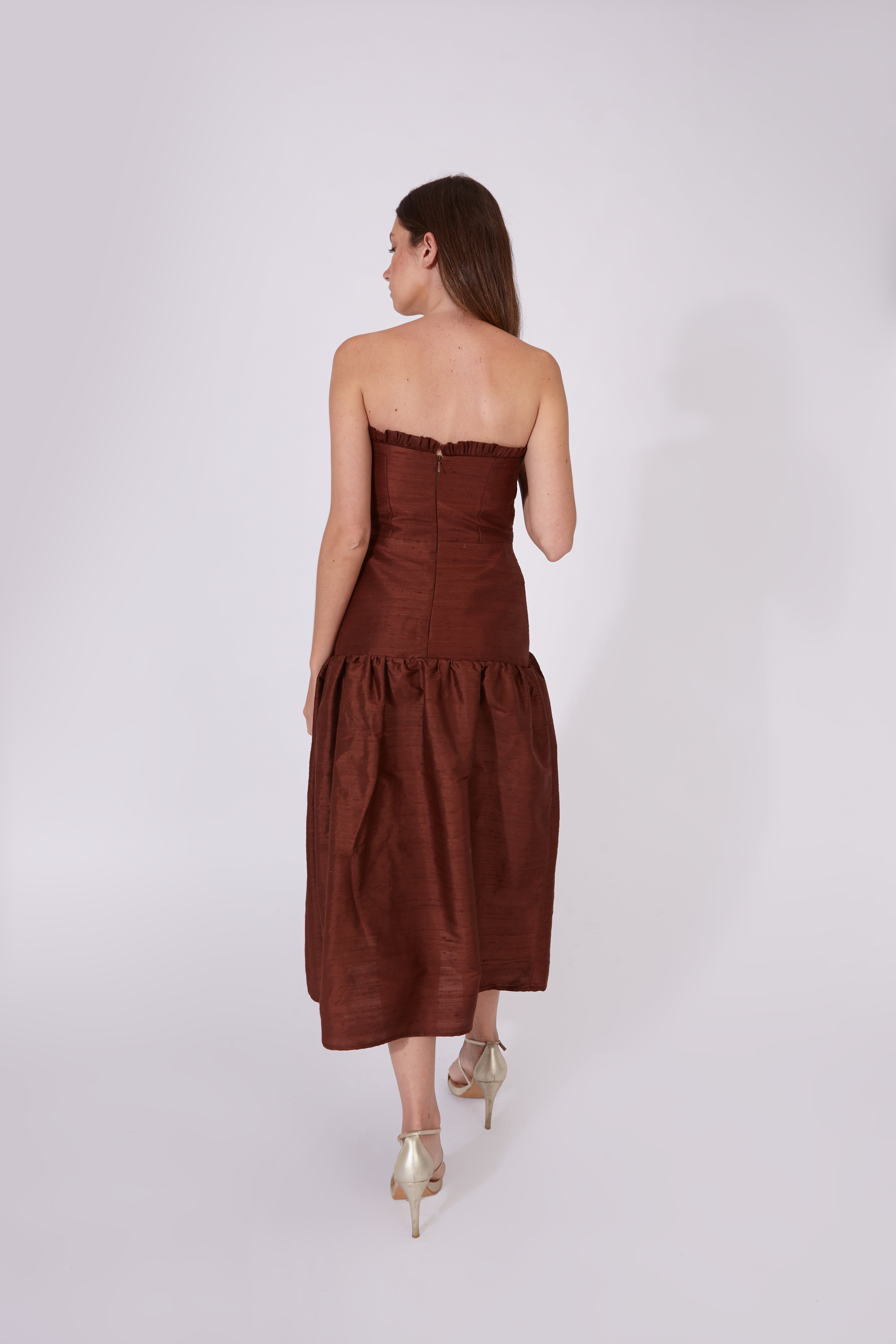 Vestido Savage Marrón Chocolate 100% Seda