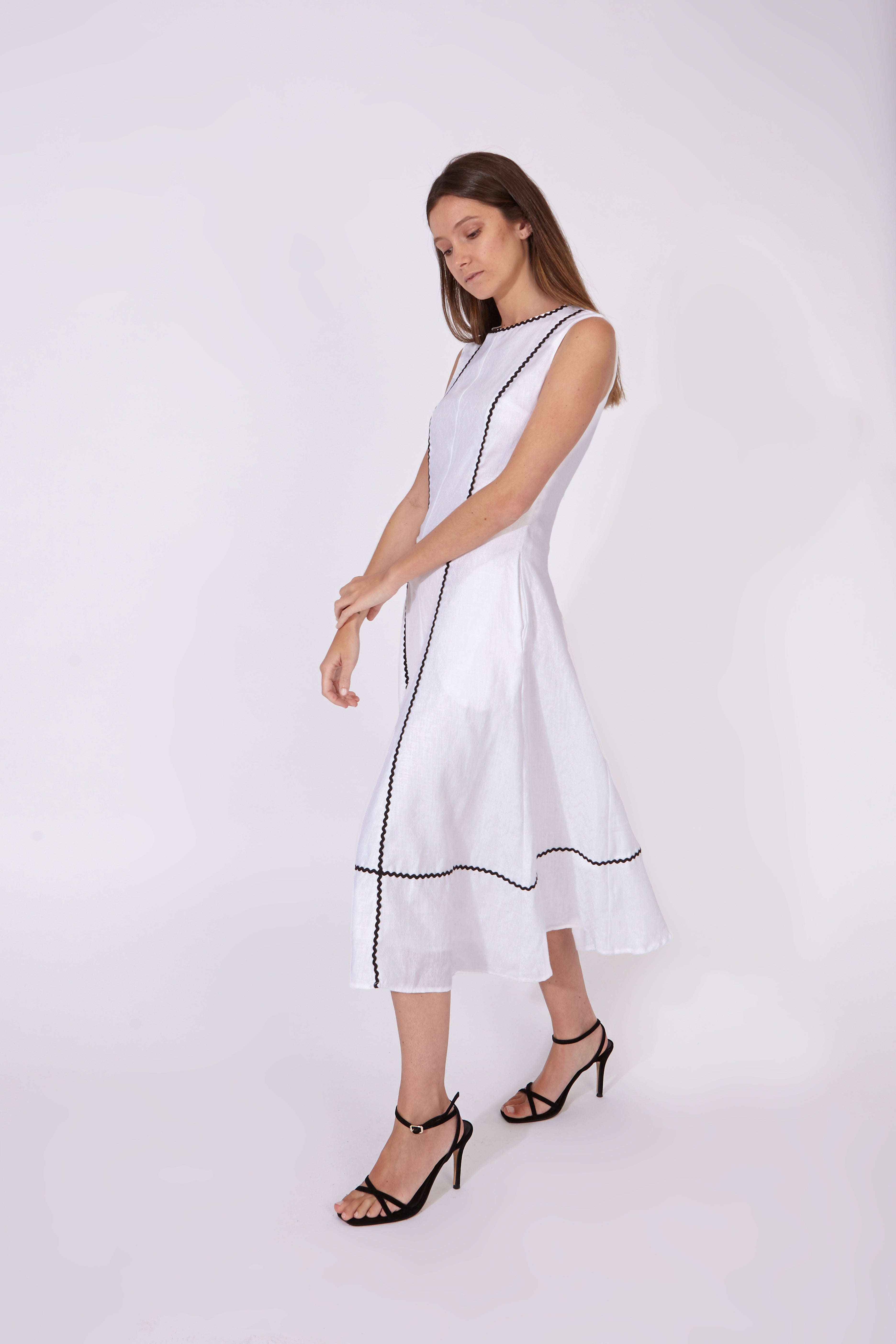 Vestido Kasauli Jacquard Blanco 100% Lino
