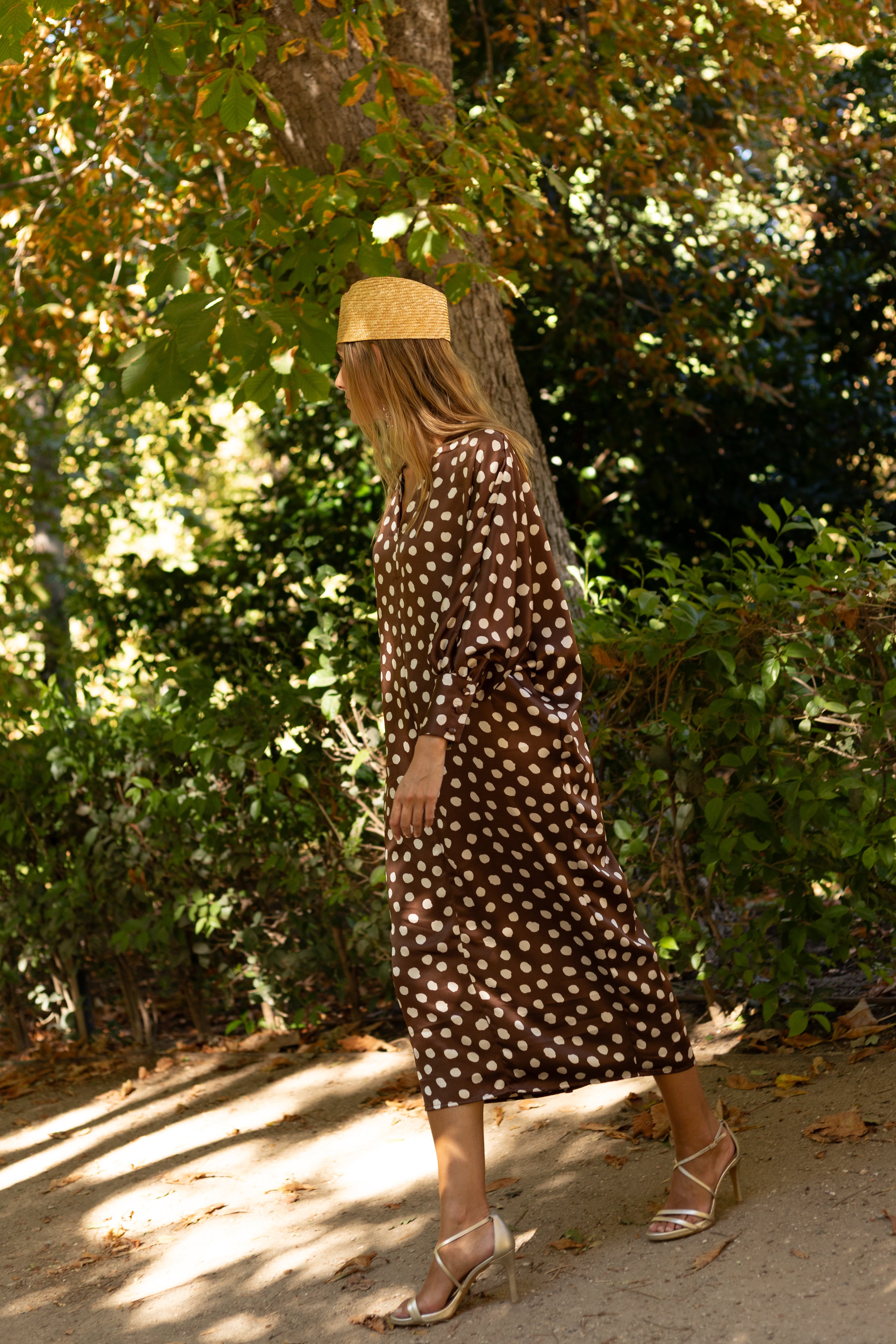 Vestido Bósforo Lunares Marrón