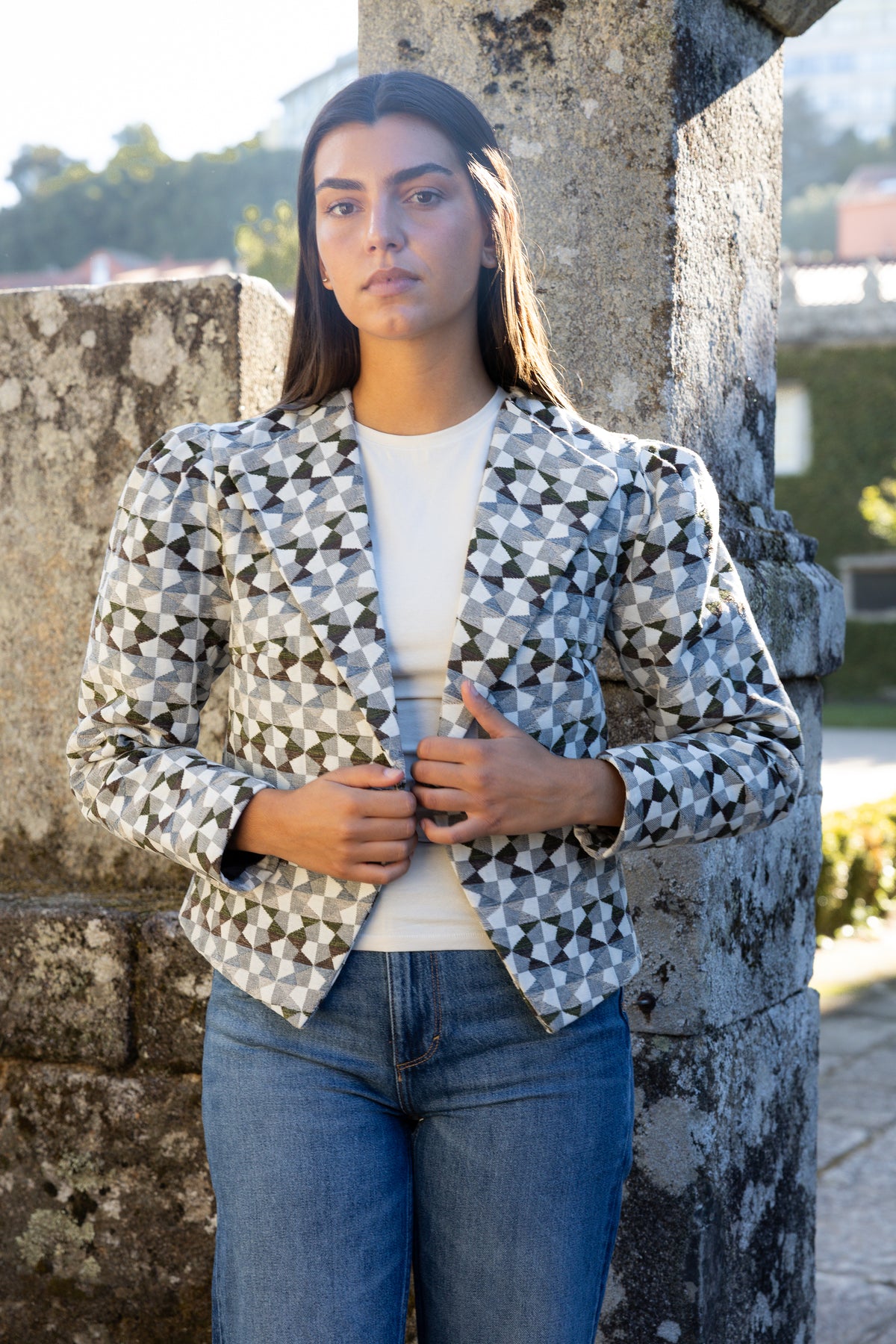 Chaqueta Soma Geométrica Verde