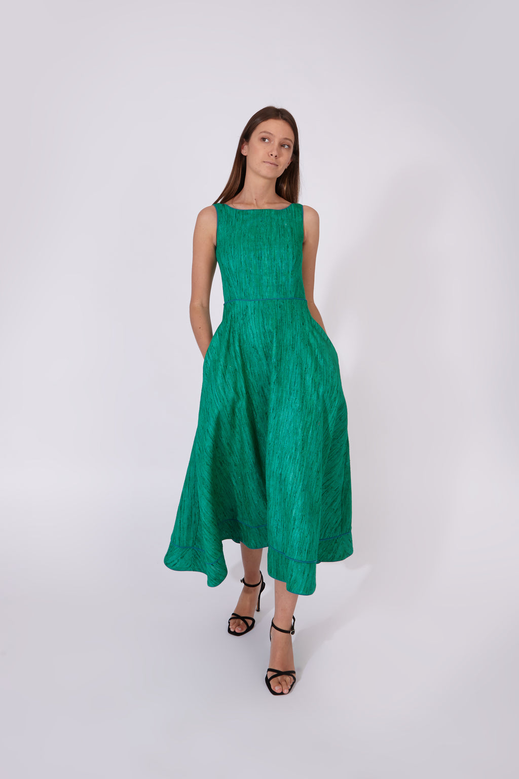 Vestido Kanchi Verde Esmeralda 100% Seda