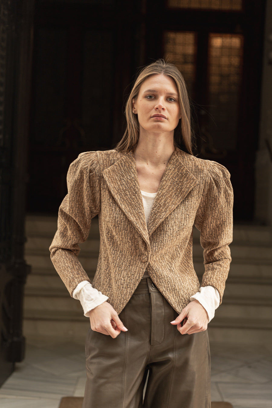 Chaqueta Soma Beige Jaspeada
