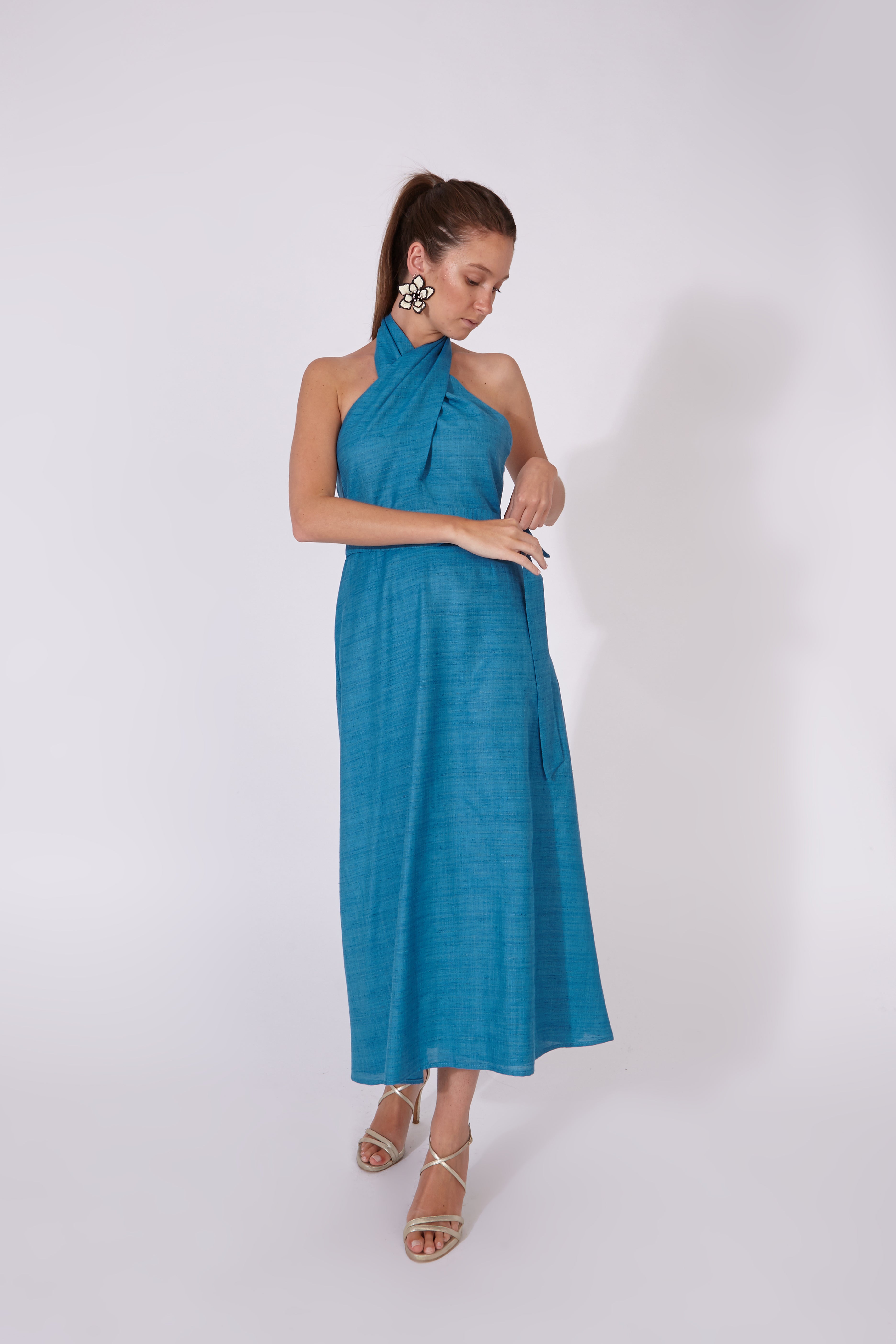 Vestido Khadi Azul 100% Algodón