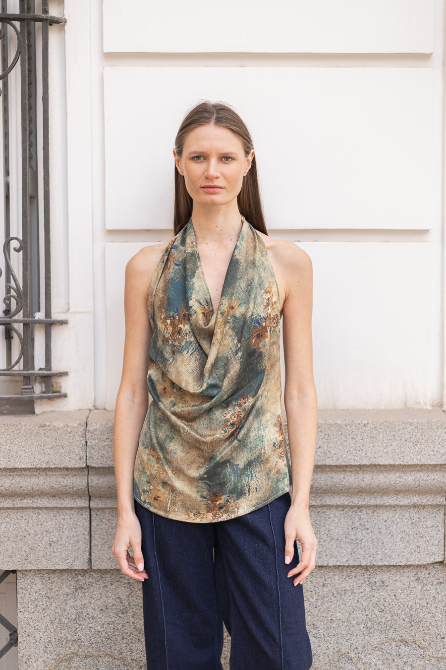 Top Mera Flores Verde