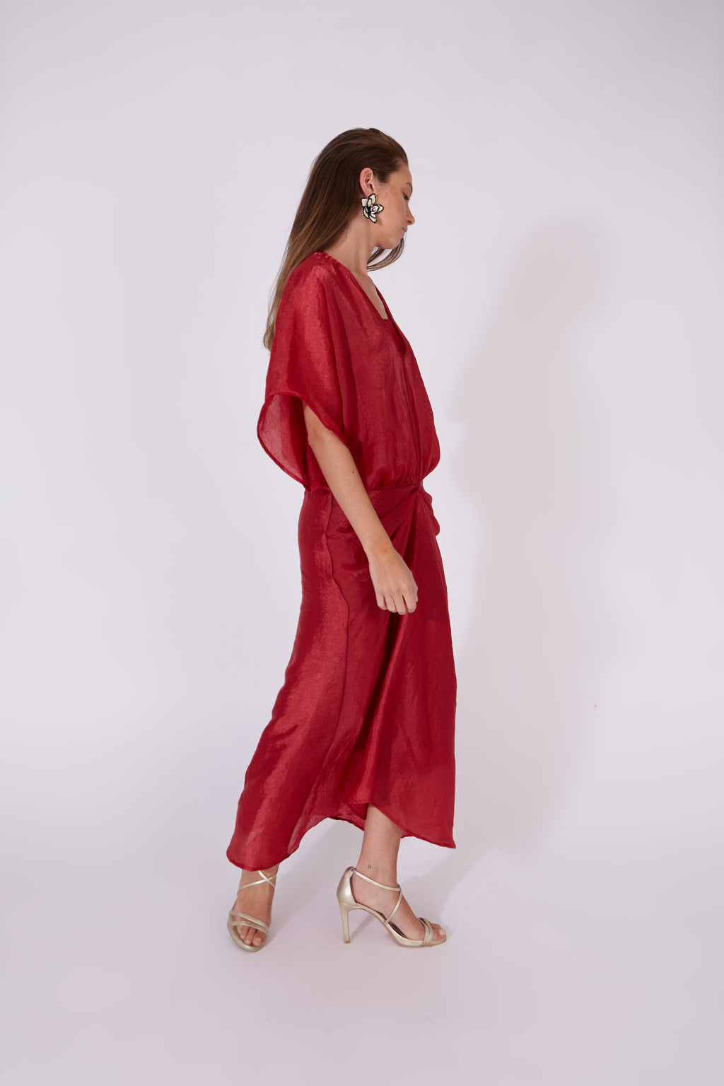 Vestido Varkala Rojo Seda