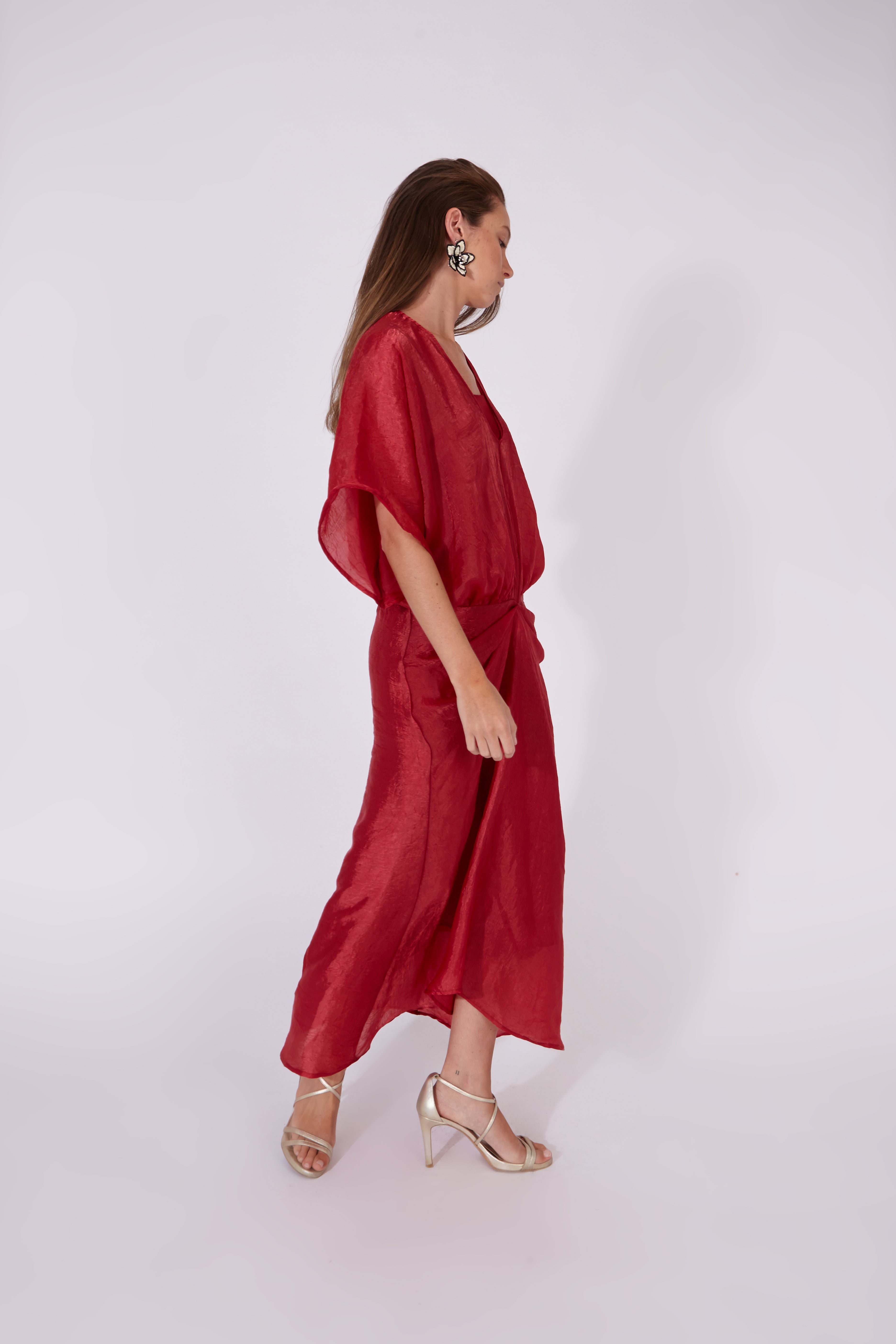 Vestido Varkala Rojo Seda