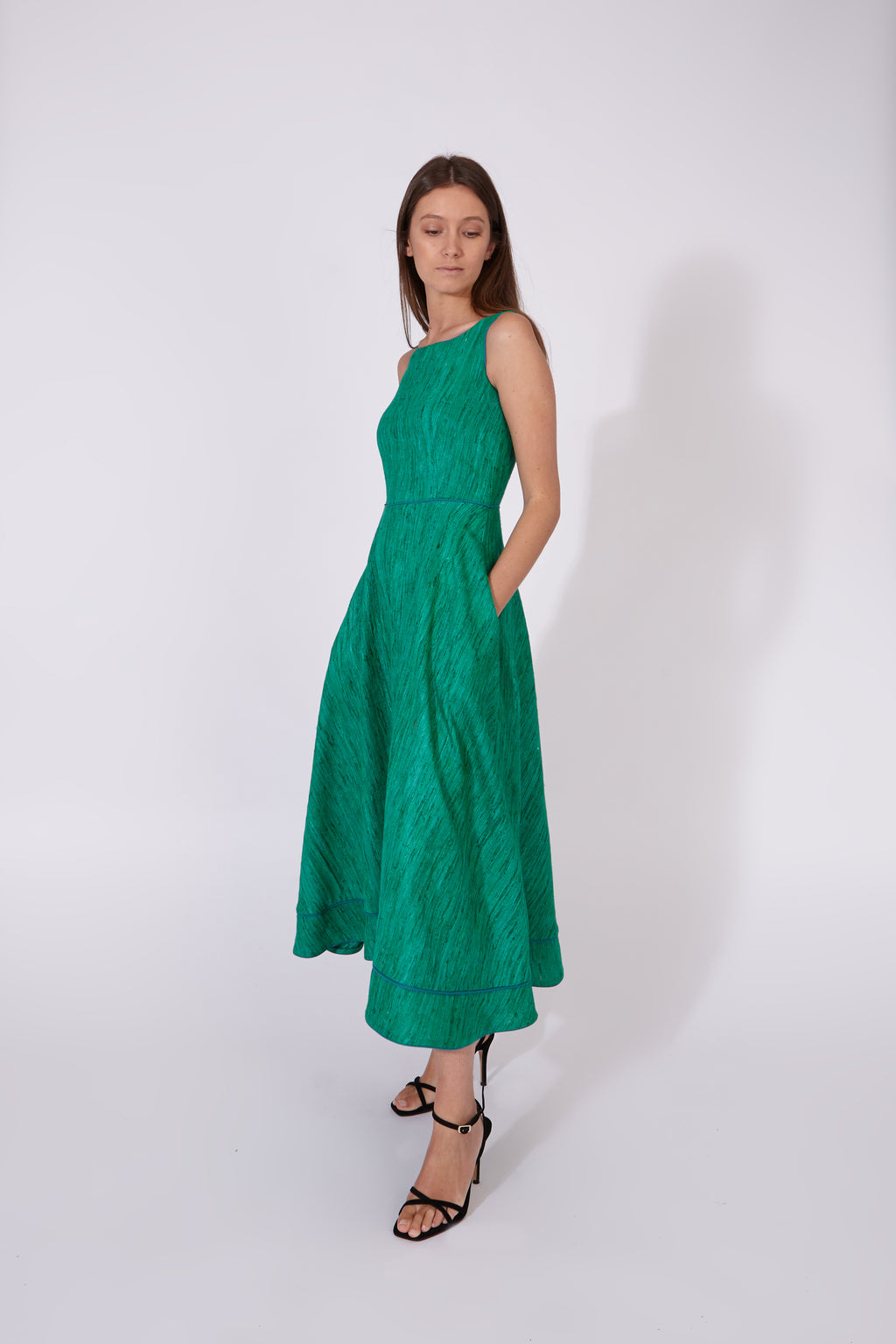 Vestido Kanchi Verde Esmeralda 100% Seda