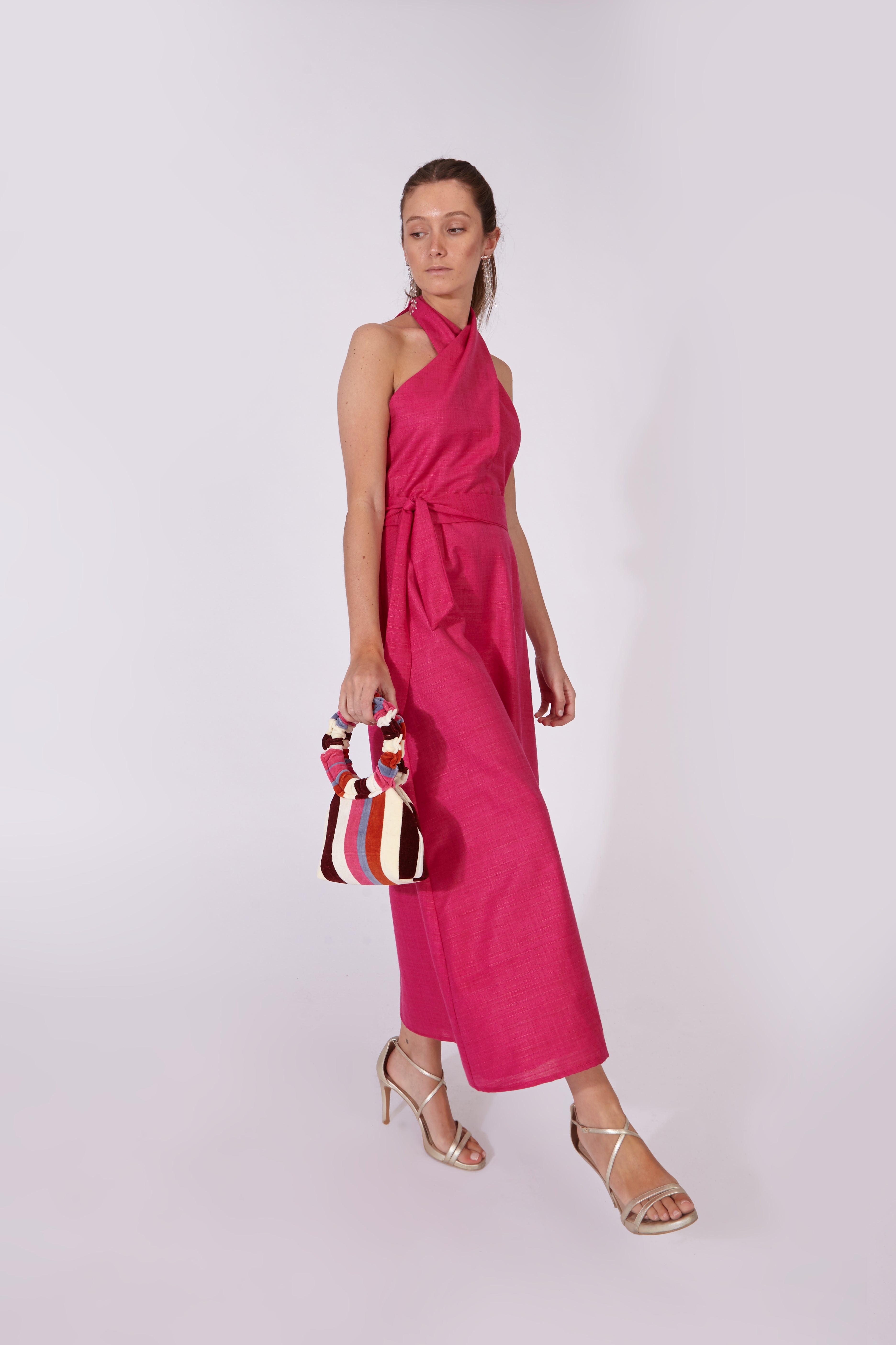 Vestido Khadi Rosa Fúcsia 100% Algodón