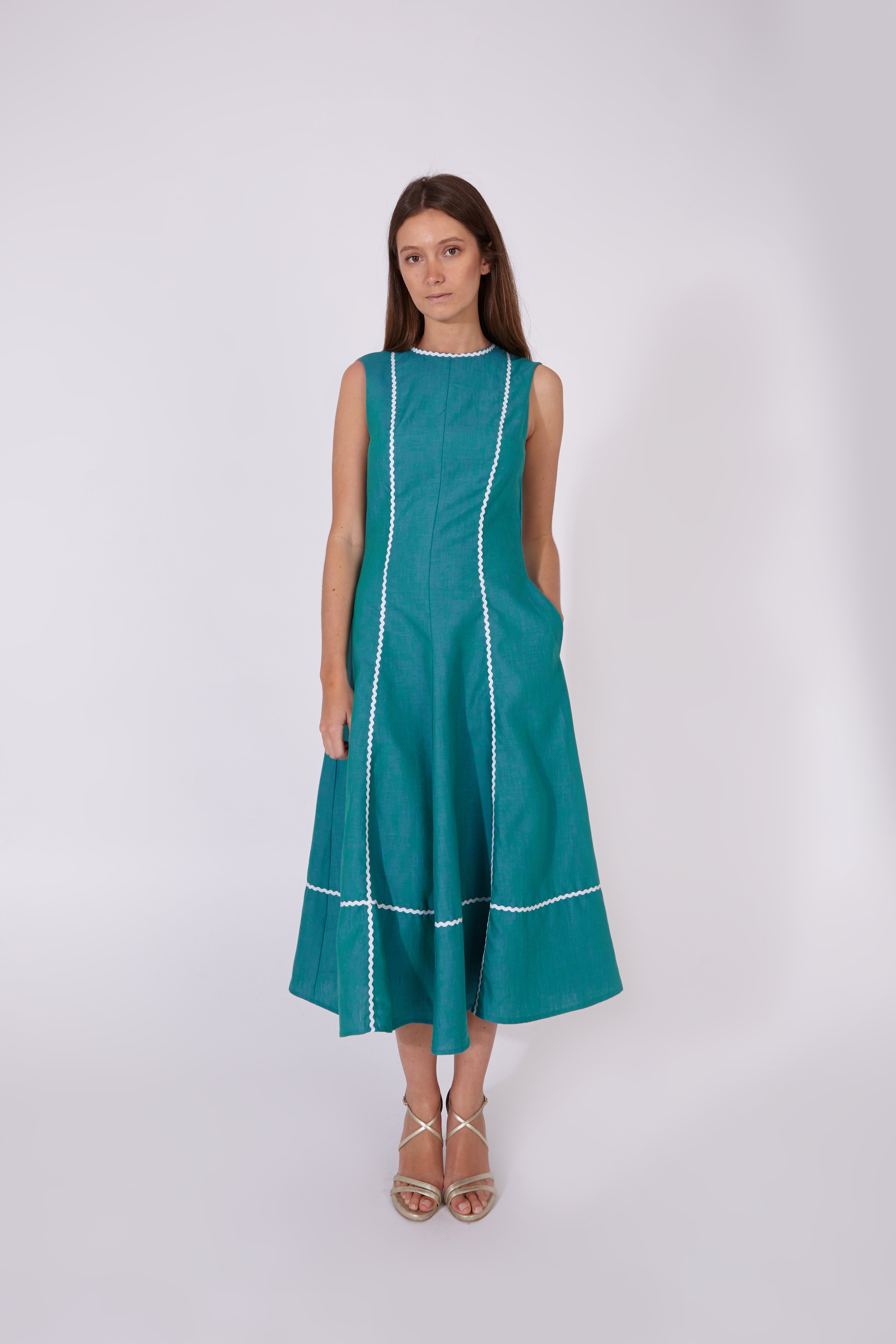Vestido Kasauli Turquesa 100% Lino