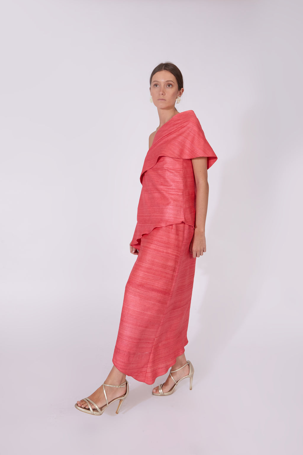 Vestido Chanderi Rosa 100% Seda