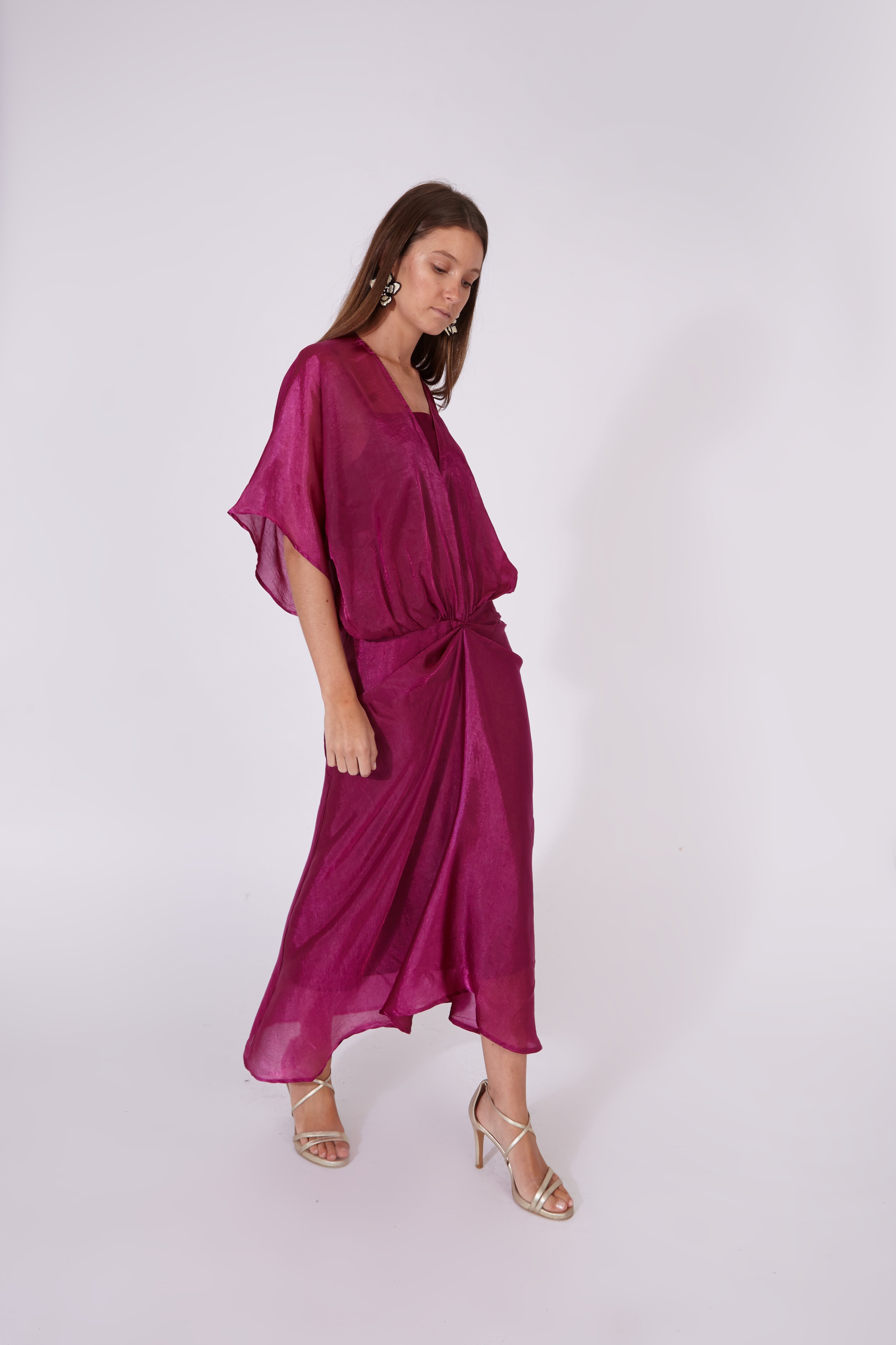 Vestido Varkala Rosa Seda