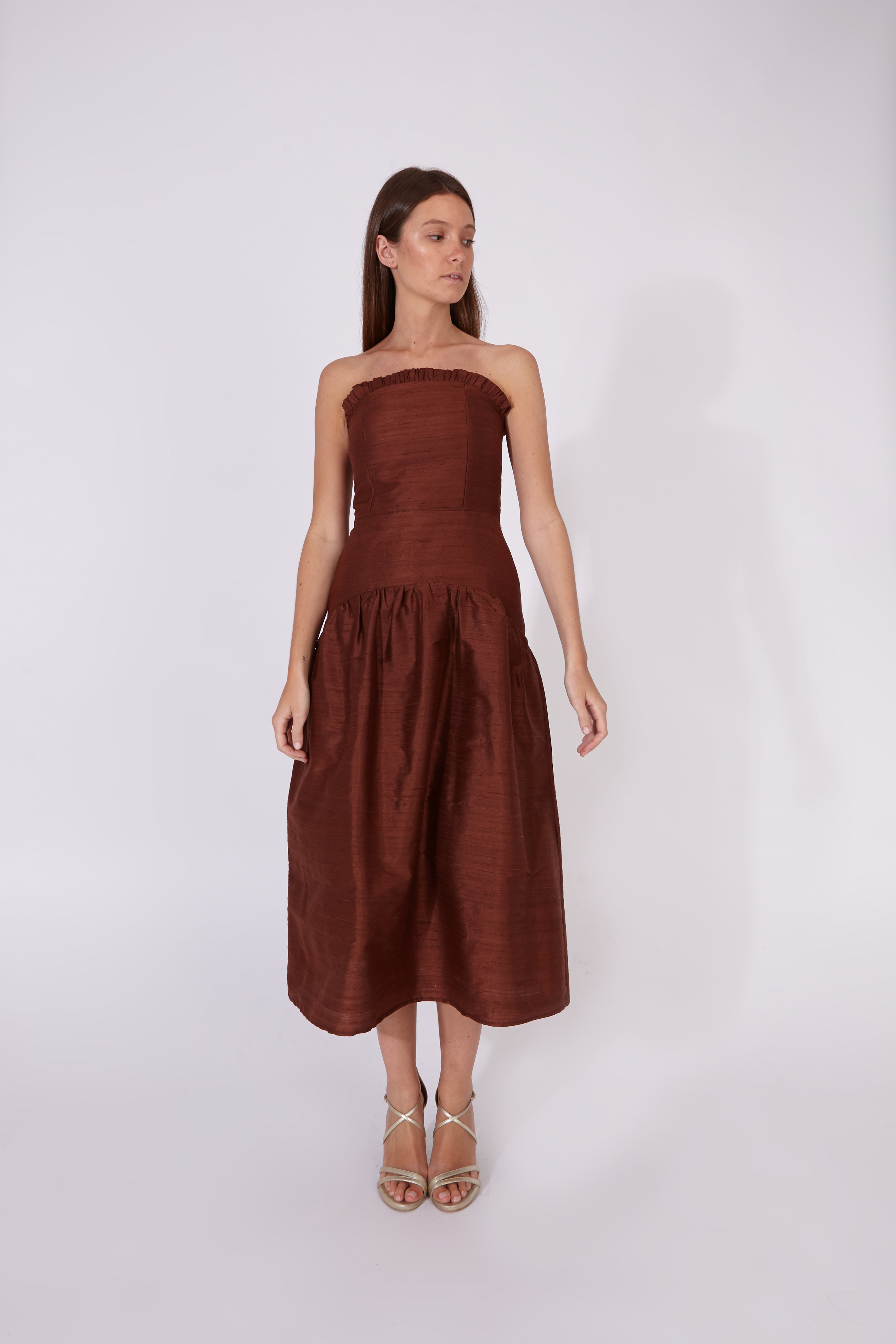 Vestido Savage Marrón Chocolate 100% Seda