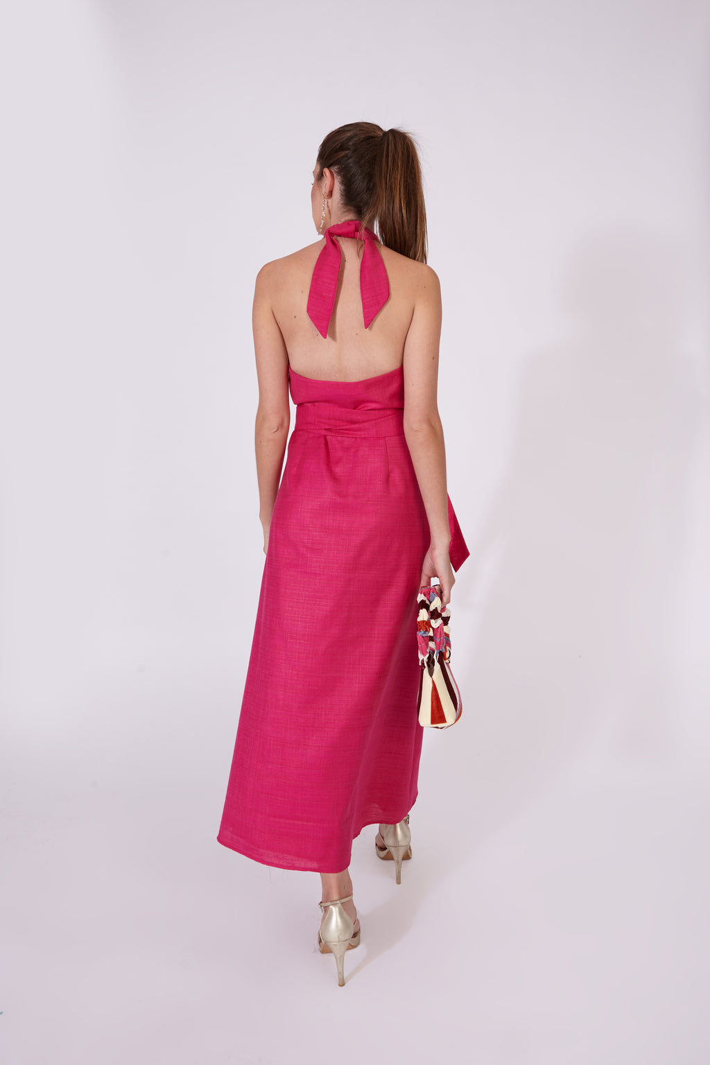 Vestido Khadi Rosa Fúcsia 100% Algodón