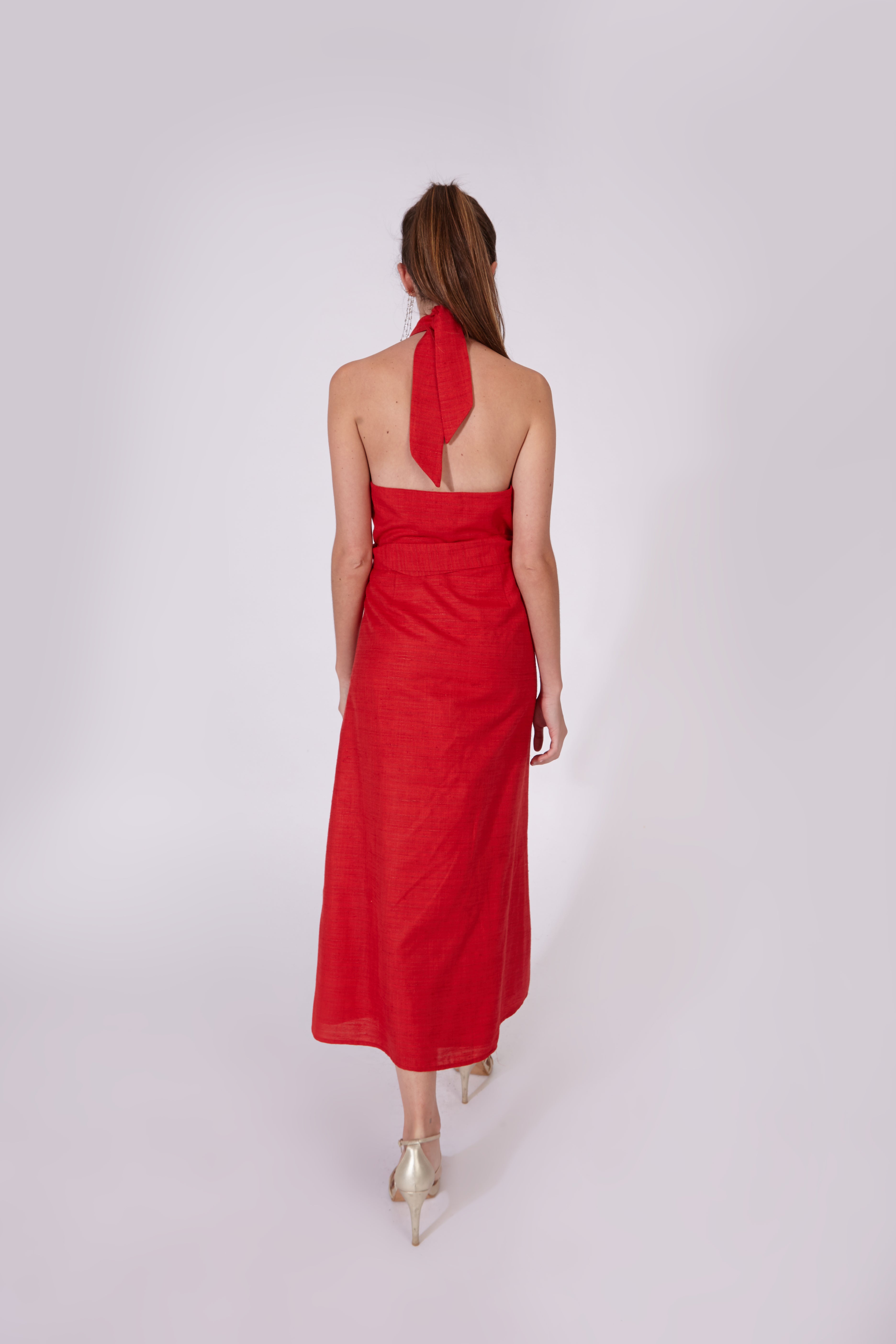 Vestido Khadi Rojo 100% Algodón