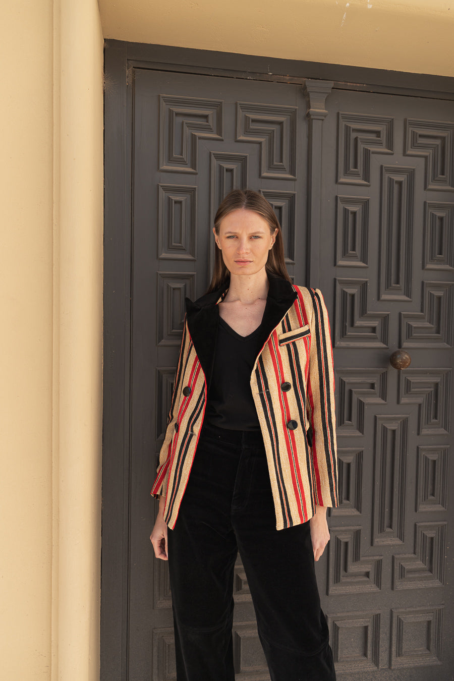 Chaqueta Sera Rayas Roja