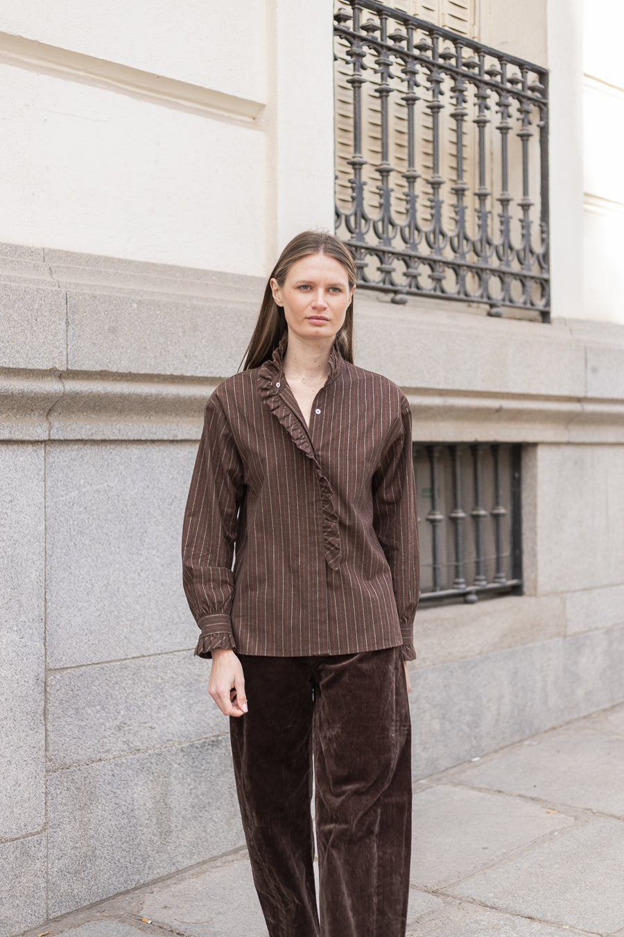 Camisa Vera Marrón Rayas