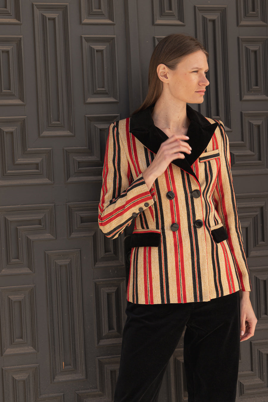 Chaqueta Sera Rayas Roja