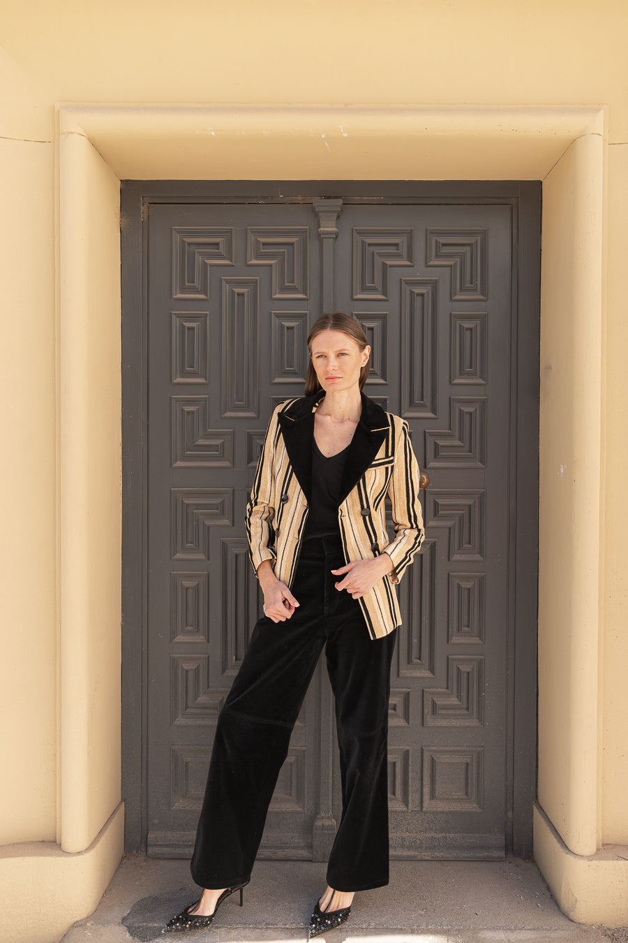 Chaqueta Sera Rayas Beige