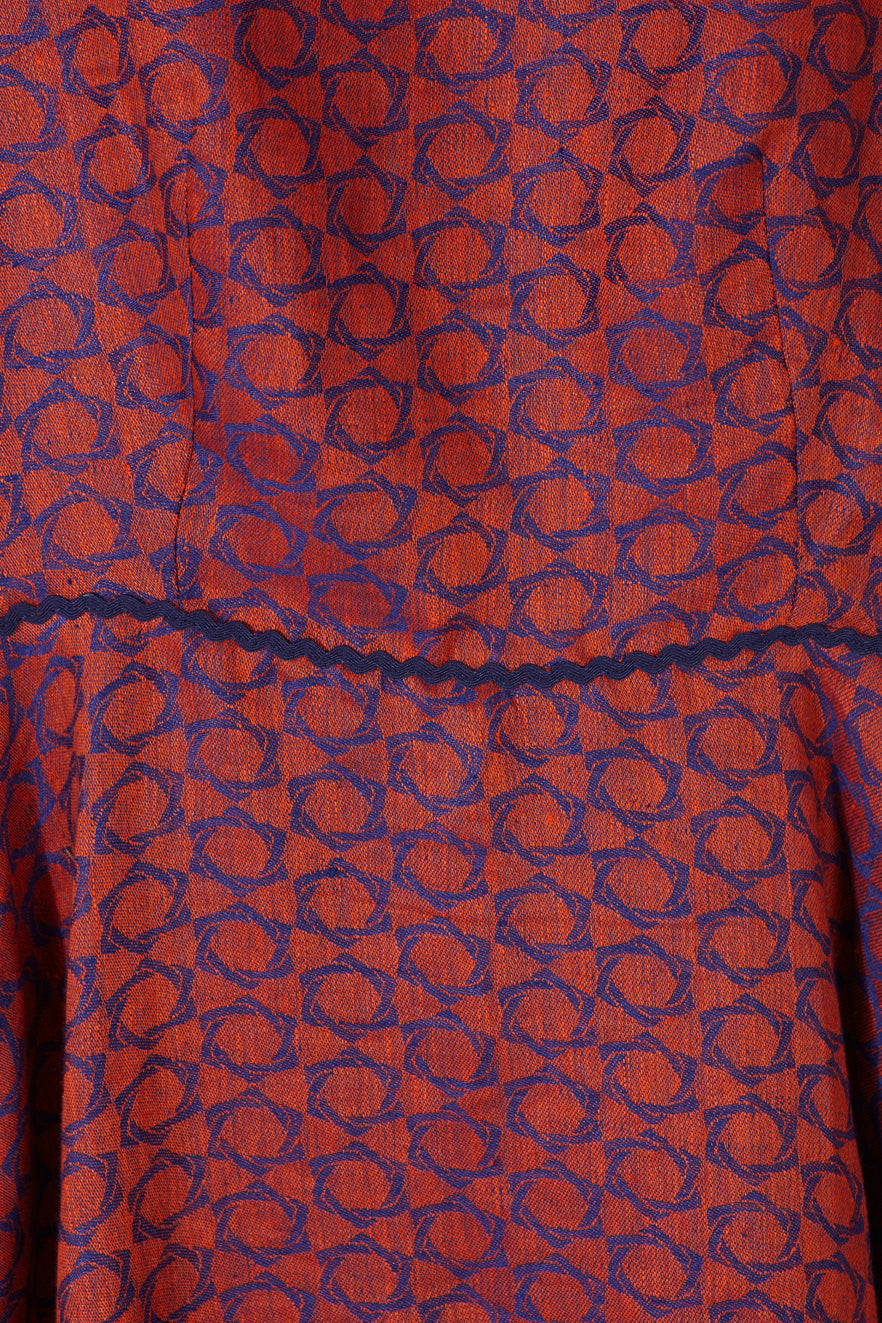 Vestido Kanchi Jacquard Naranja 100% Lino