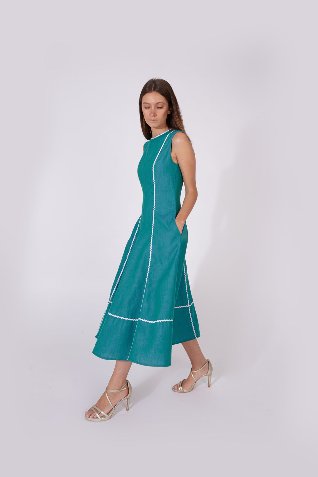 Vestido Kasauli Turquesa 100% Lino