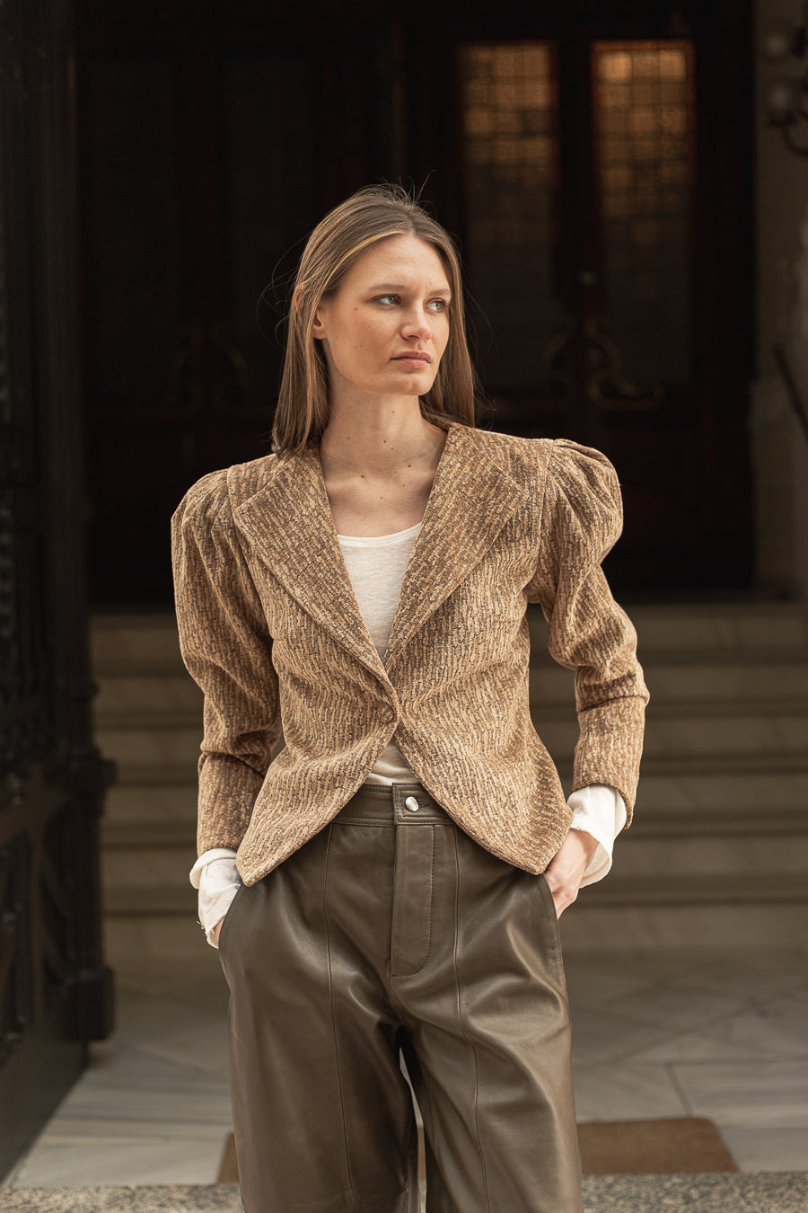 Chaqueta Soma Beige Jaspeada