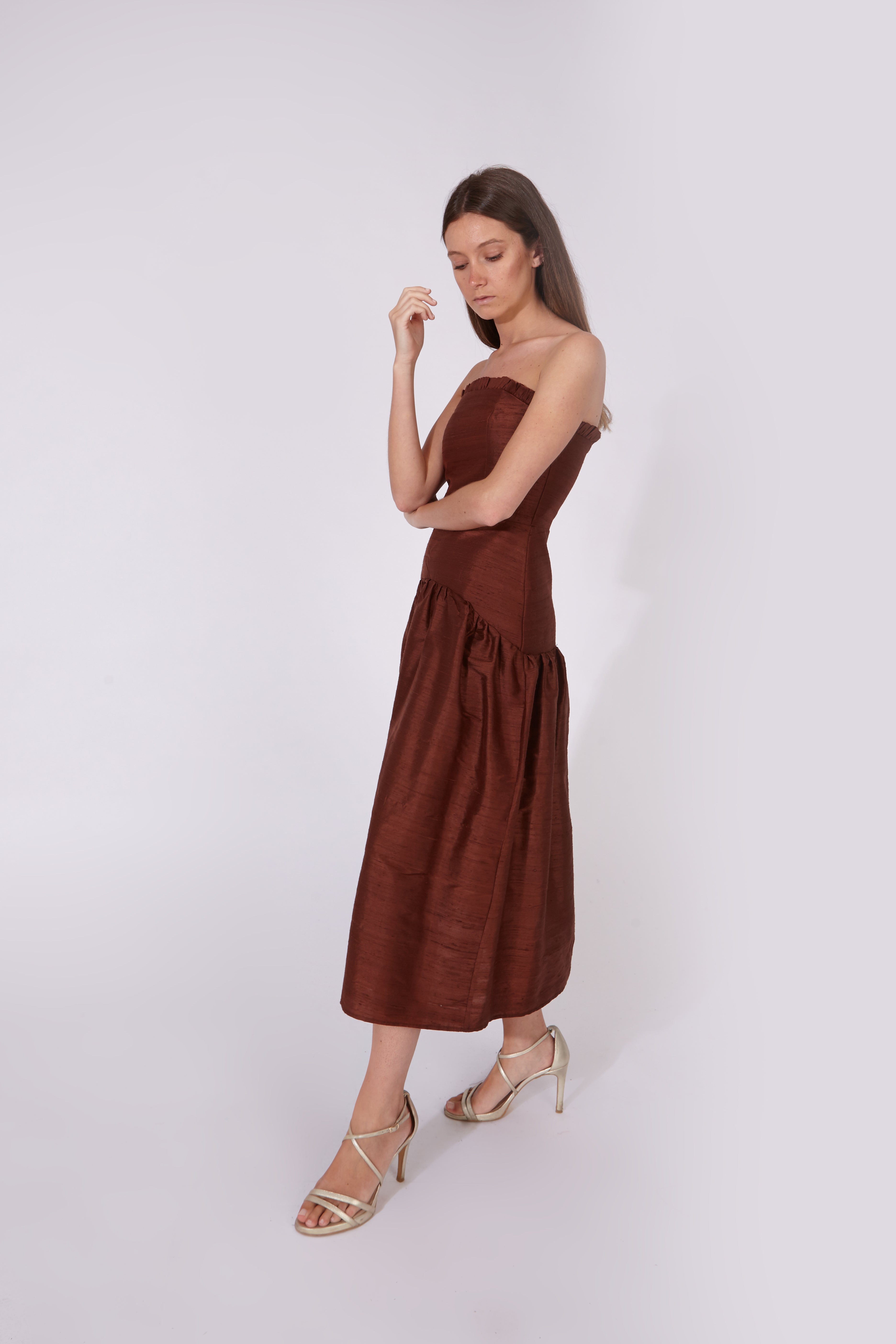 Vestido Savage Marrón Chocolate 100% Seda