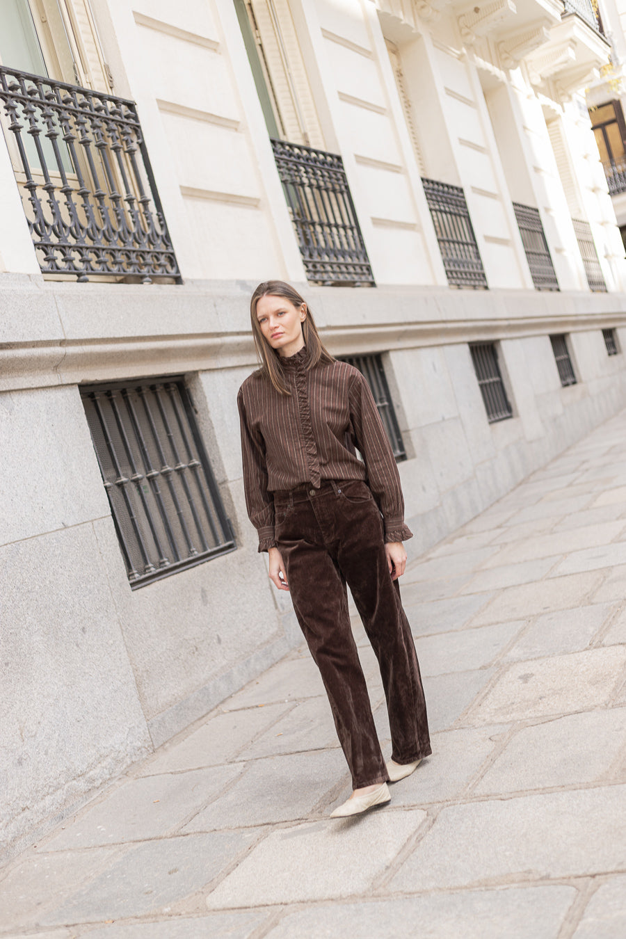 Camisa Vera Marrón Rayas