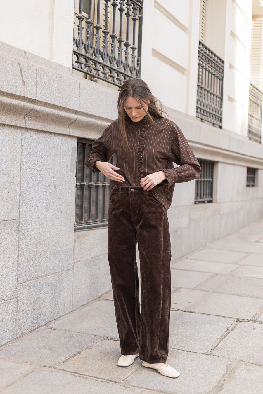 Camisa Vera Marrón Rayas