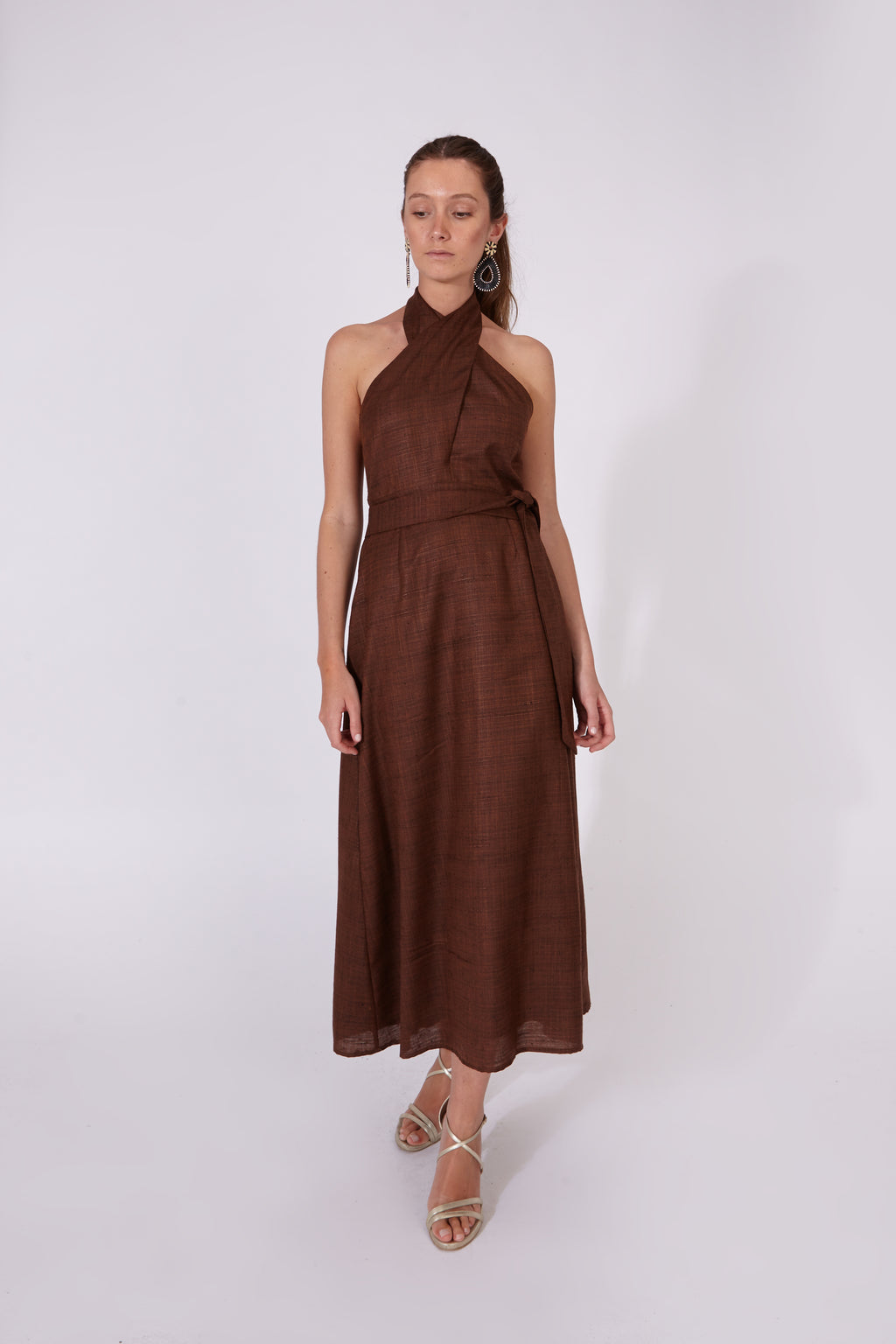 Vestido Khadi Marrón Chocolate 100% Algodón