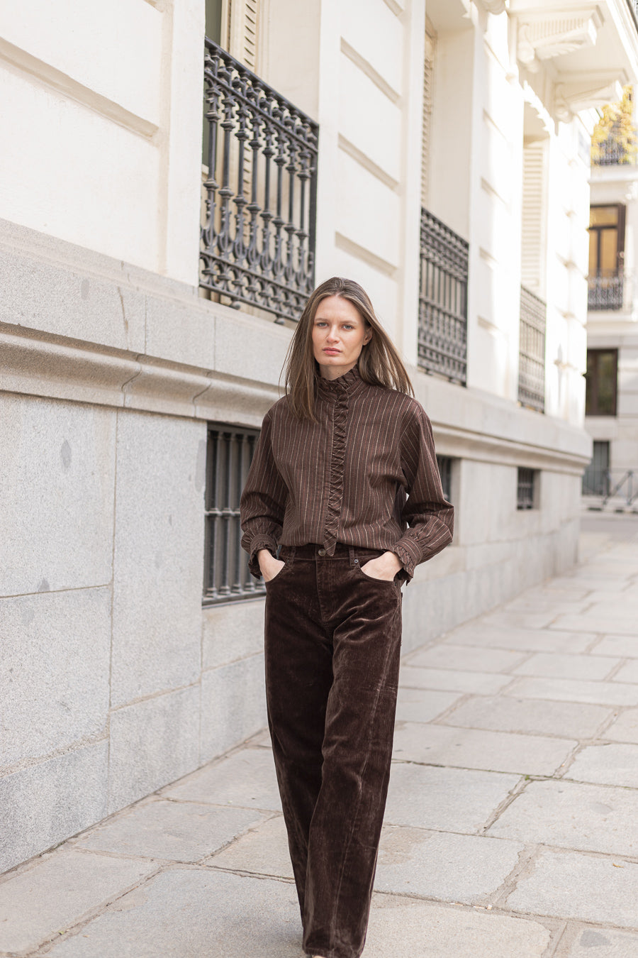 Camisa Vera Marrón Rayas