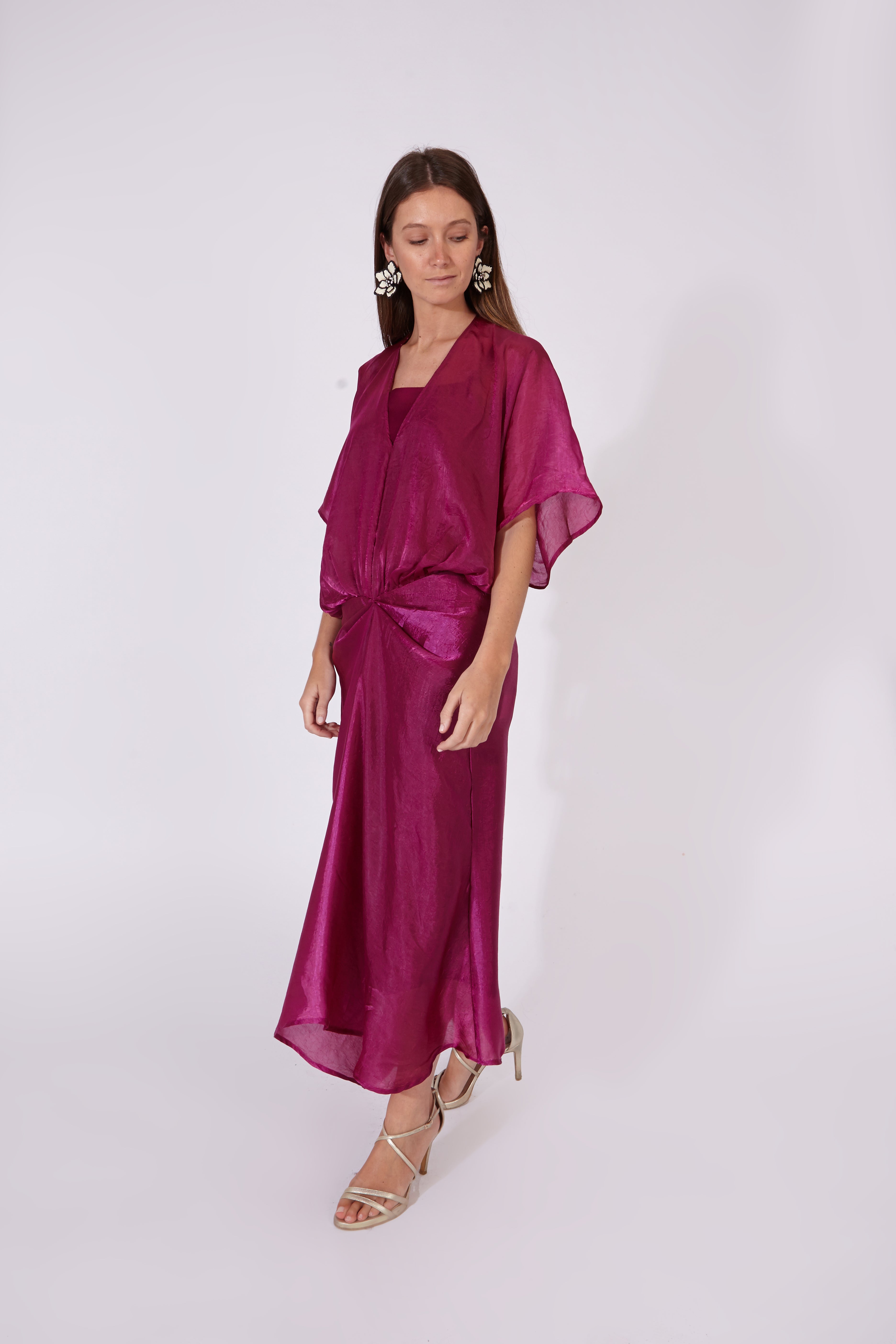 Vestido Varkala Rosa Seda