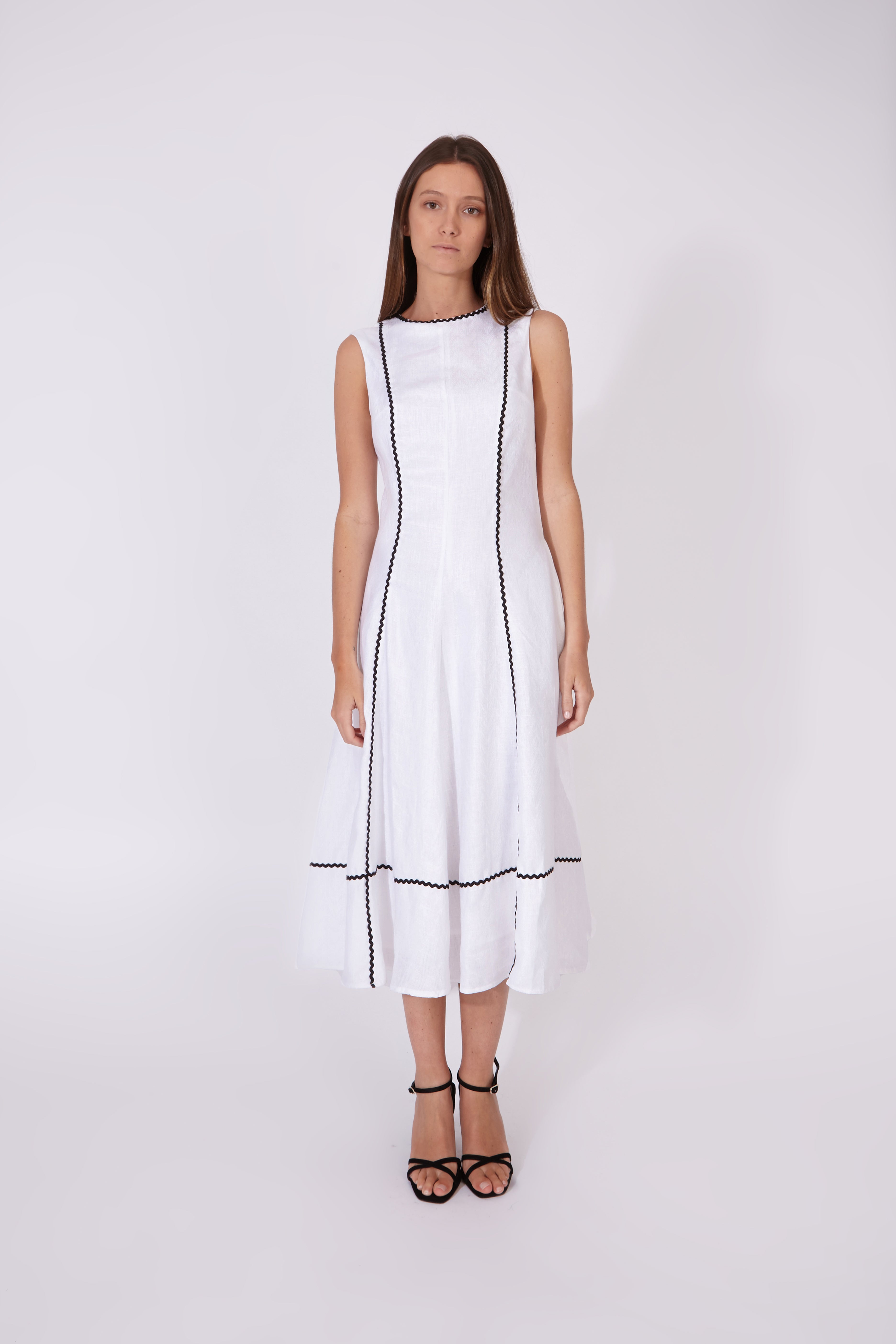 Vestido Kasauli Jacquard Blanco 100% Lino