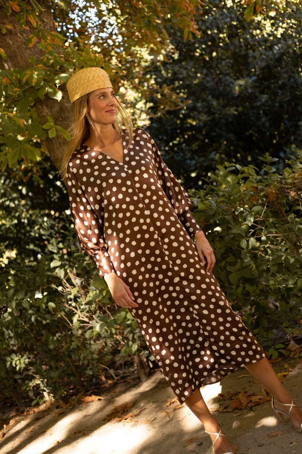 Vestido Bósforo Lunares Marrón